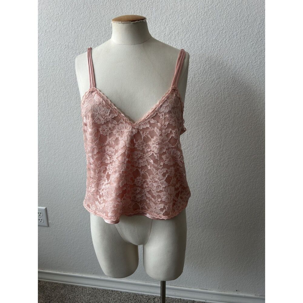 Vintage Victorias Secret Gold Label Pink Shirt Slip